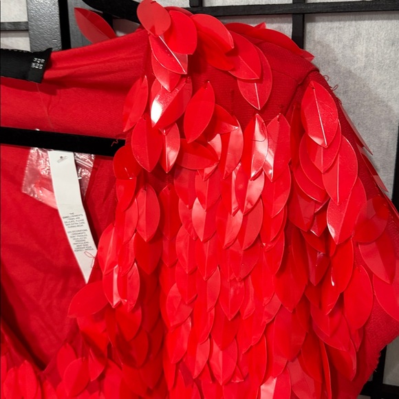 ✨❤️‍🔥ASOS DESIGN Feather Embellished Mini Dress – Red | Size 10 ✨ - Picture 7 of 13